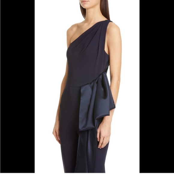 Cushnie one shoulder crepe jumpsuit. Midnight blue. Size 0. New with tags. - Picture 5 of 13